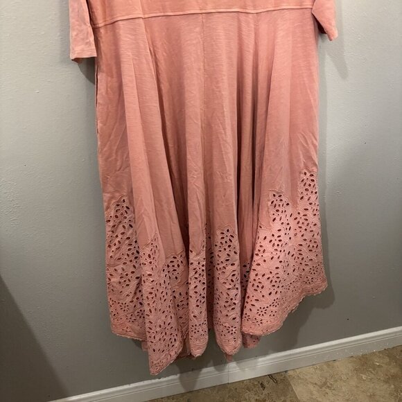 Soft Surroundings Long Midi Coral Pink Dress 3/4 Sleeve Women 1X - Picture 7 of 11